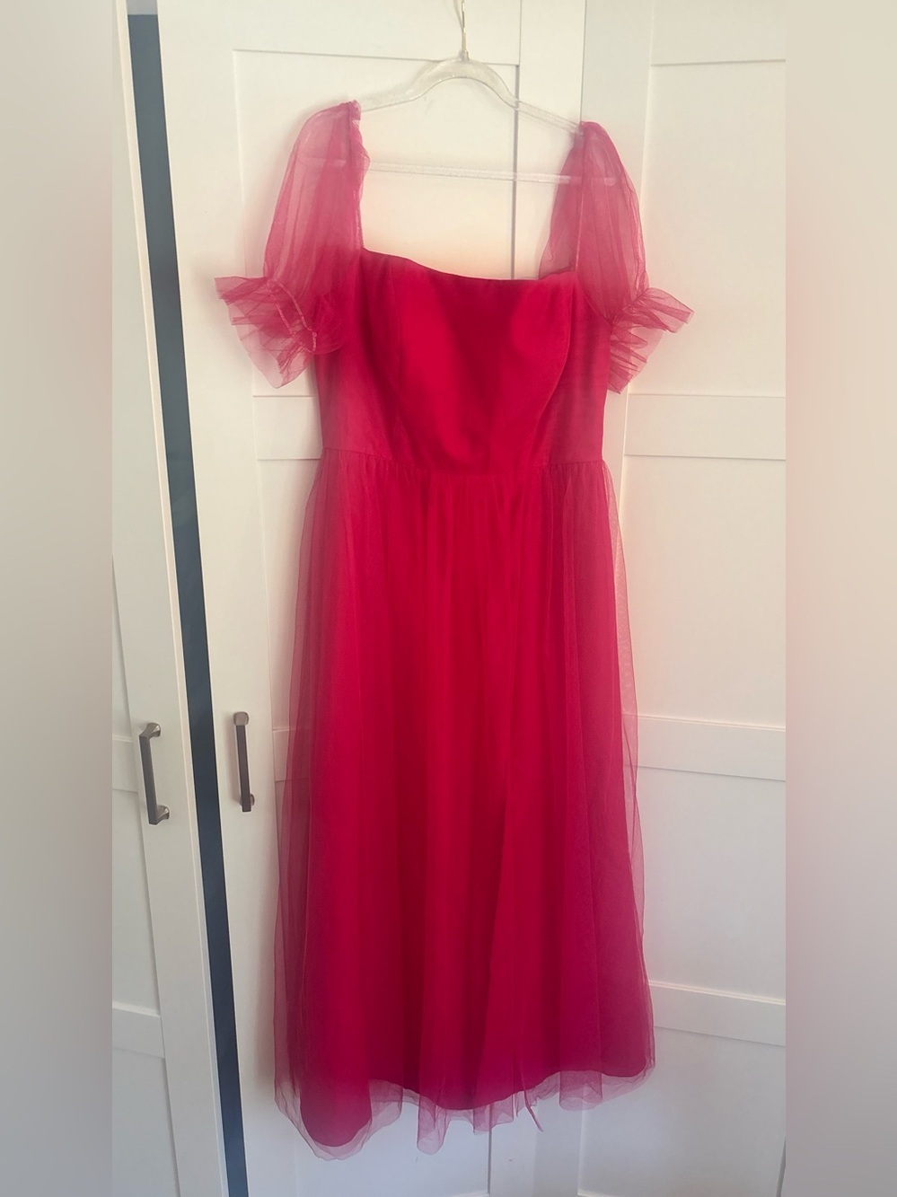 Revelry Maeve Tulle Dress Puff Tulle Sleeves Fuchsia Hot Pink Size 10 NWT